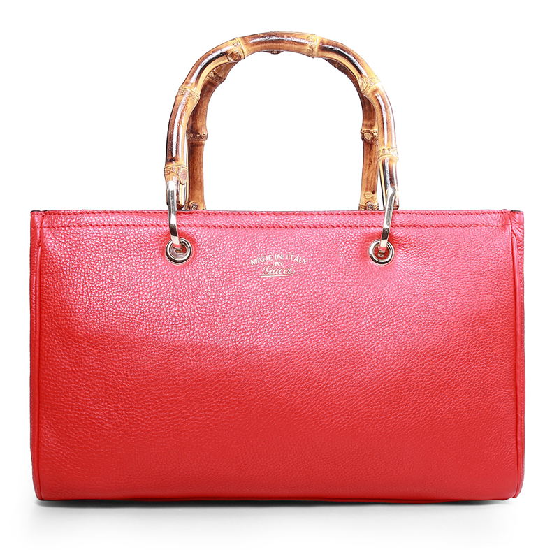 Authentic Gucci Bamboo Shopper Tote Bag 323660 Red